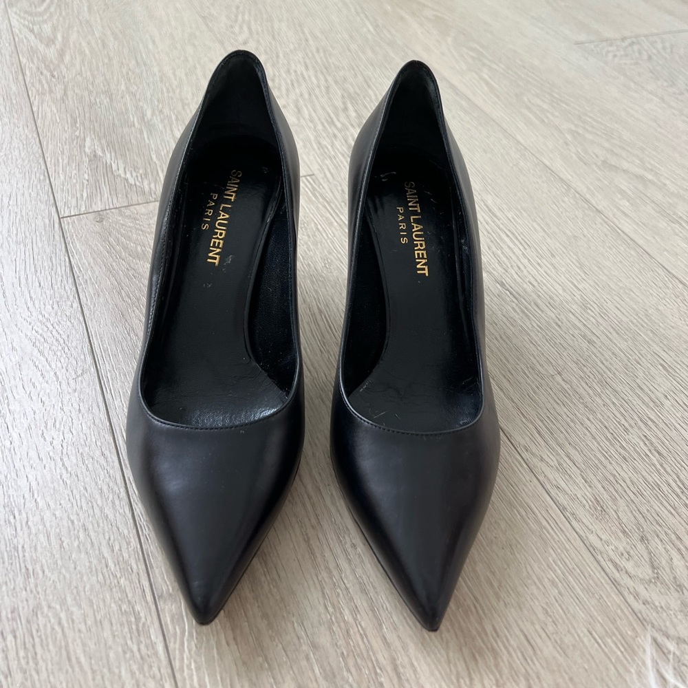 SAINT LAURENT PARIS PUMP KITTEN HEEL BLACK SIZE 35.5 65MM